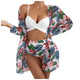 Tropical Twist Front High Waisted Three Piece Swimsuit