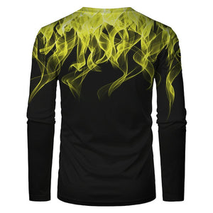 3D Graphic Printed Long Sleeve Shirts Flame