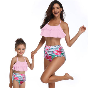 🎉Spring Sale 50% Off - Ruffled Bikini & High Waist Bottom Mommy and Me Swimsuit