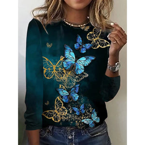 Women's T shirt Butterfly Print