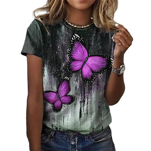 Women's T shirt Butterfly Sparkly